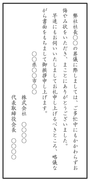 葬儀にまつわる文書 例文 はりまや葬祭会館